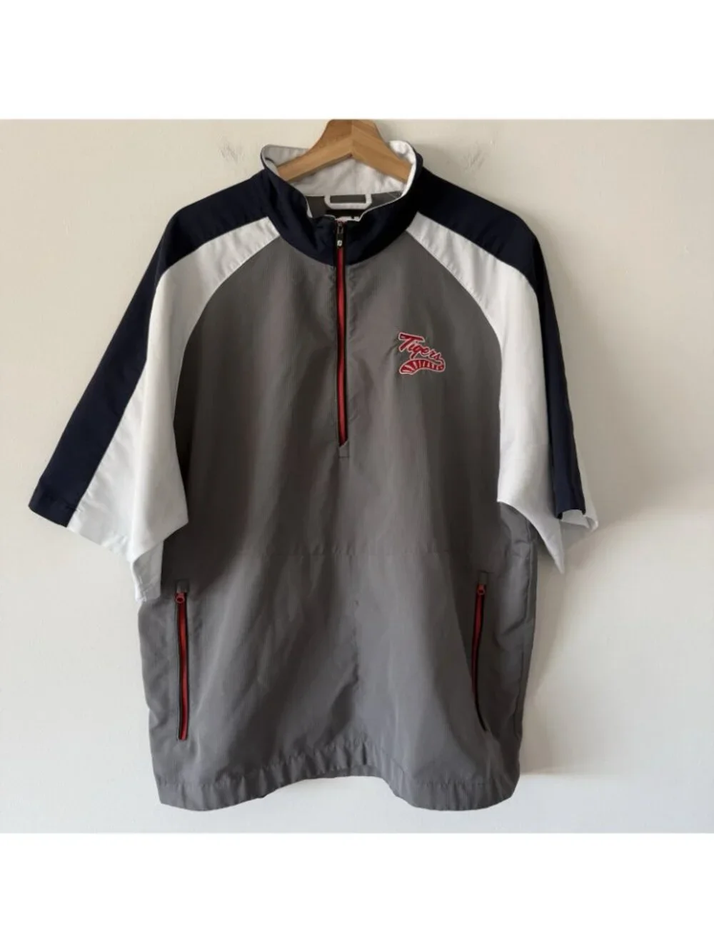 FootJoy FJ Men's 1/2 Zip‎ Short Sleeve Golf Windbreaker Sz Large Coaches Tigers